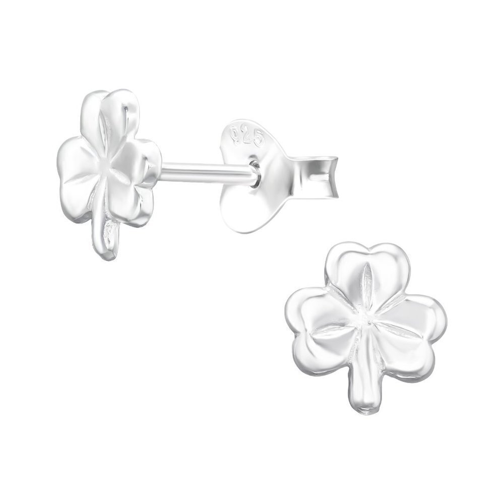 Sterling Silver Four Leaf Clover Stud Earrings